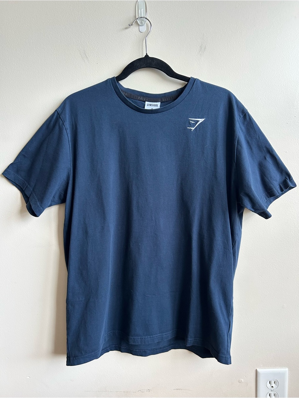 GymShark Mens Navy Blue Crest Cotton Gym Shirt M